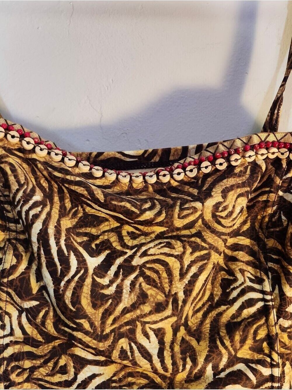 Christina Animal-Print Spaghetti Strap Camisole with Embossed Trim - Picture 3 of 6